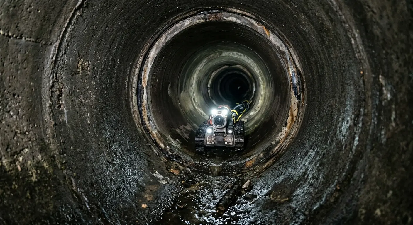 Robotic sewer camera inspecting pipe interior for Drain Snake Service in East Grand Rapids